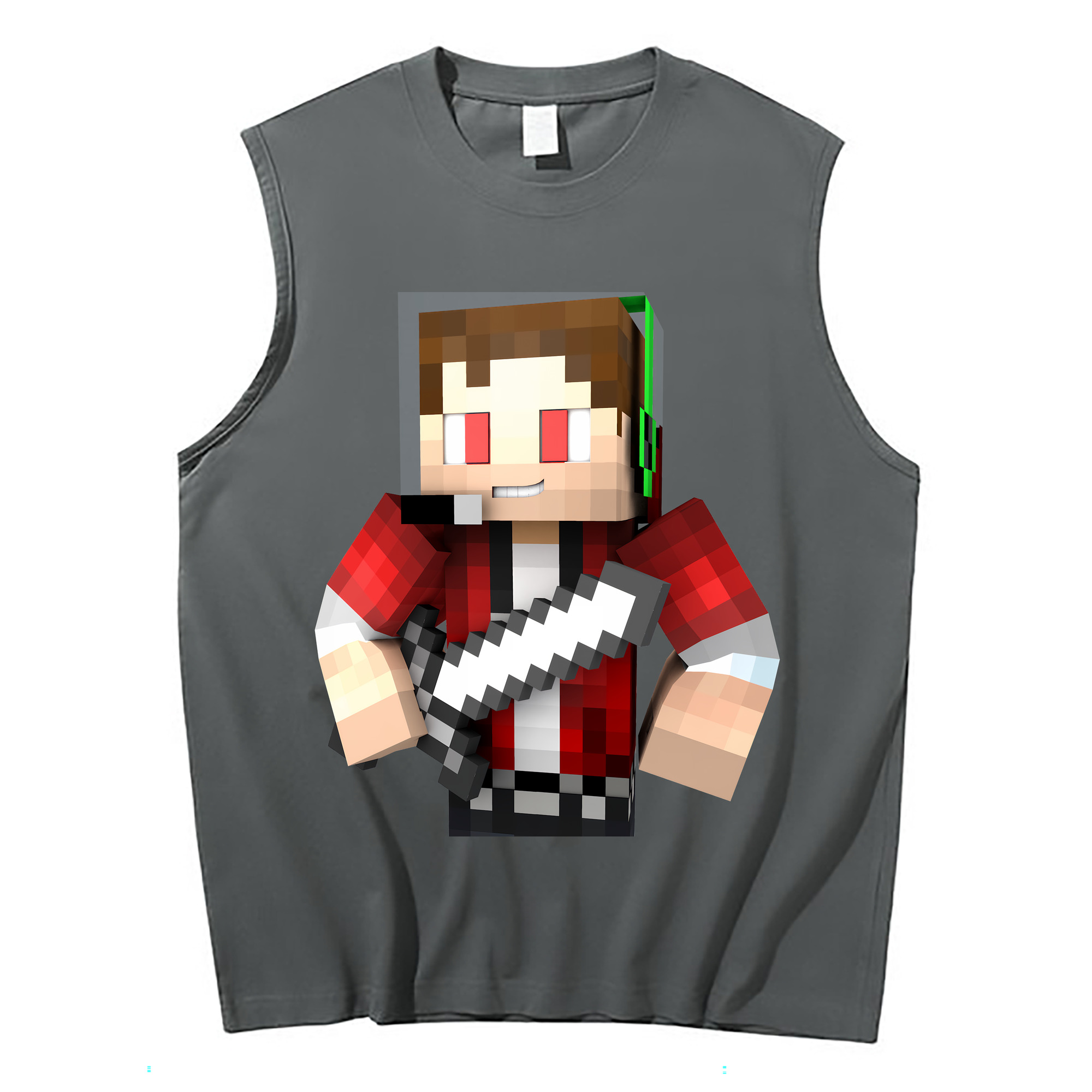 （画像用） マインクラフト ブロックの世界 Minecraft MC Block world コットン100％タンクトップ（フロントプリント）